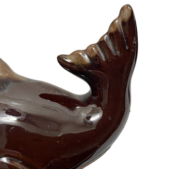 Vintage 1950s Redware Pottery Whales Googly Eyes Japan Brown Drip Salt Pepper - Picture 9 of 11